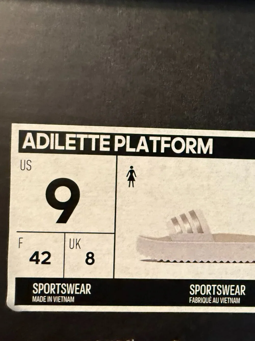 Adidas Adilette Platform Slides in Cloud White / Silver Metallic Women's 9 - Picture 4 of 7